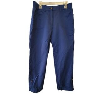 J. Jill Blue Linen Cotton Blend Cropped Pants Womens Medium Straight Leg
